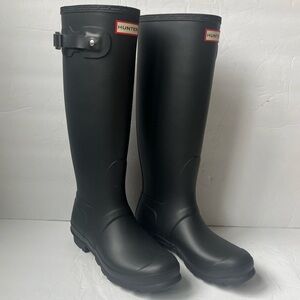 Hunter Original Tall Wellie Waterproof Rain Boot Matte Black SZ 9 NEW